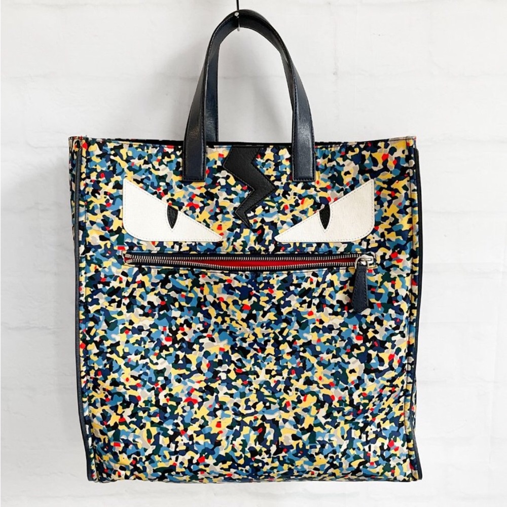 FENDI Monster Shopper Tote Confetti Print Nylon 2016  Preowned Style:7VA367-5WH - Picture 2 of 13